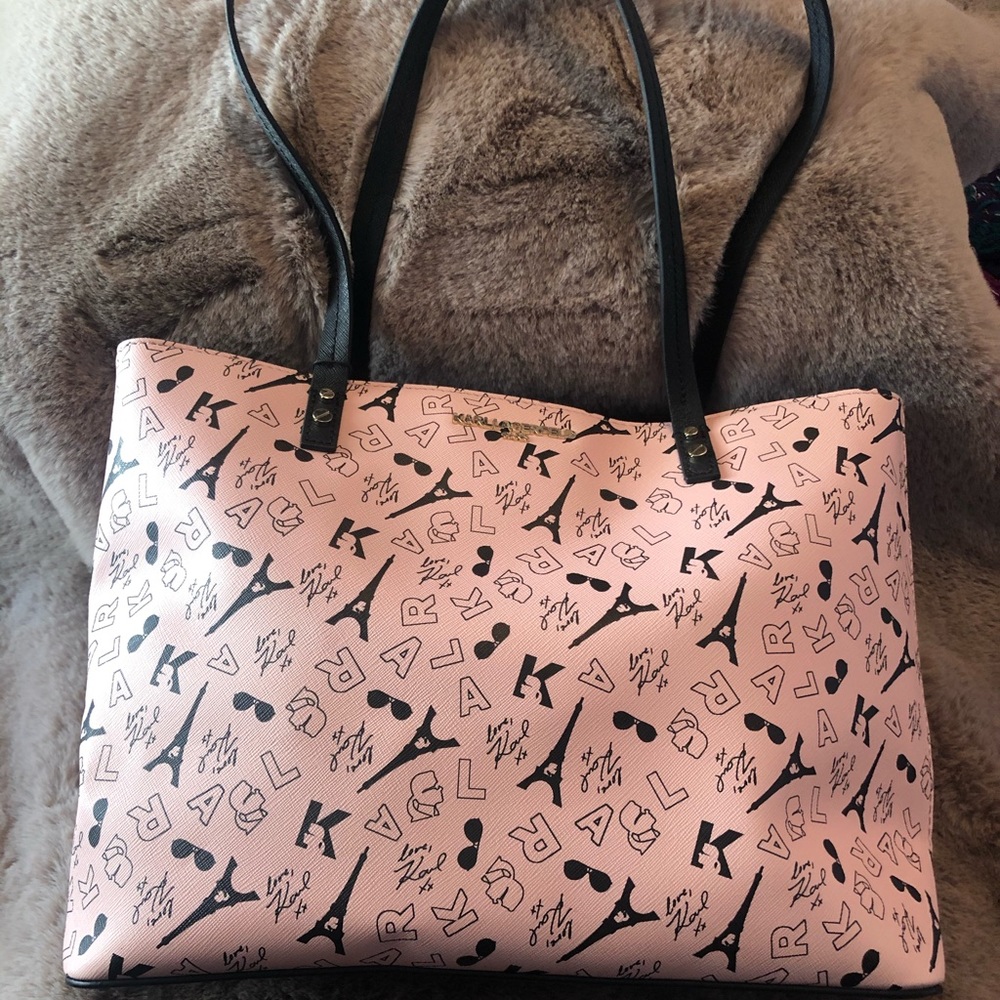 🎀Adorable PINK & Black PARIS Lagerfeld tote👛